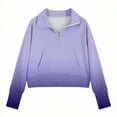 thumbnail image 4 of SGFCWSX Girls Fleece Pullover Gradient Zipper Sweatshirt Kids Thermal Sweatshirts Purple Size 5 Years, 4 of 5