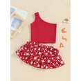 thumbnail image 3 of Niusricy 4th of July Clothes for Baby Girls 6M 12M 18M 2T 3T 4T Toddler Solid Color Cropped Vest One Shoulder Sleeveless Tank Tops Stars Print Rufflesshion 2Pcs Summer Outfits Sets for Party, 3 of 8