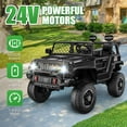 thumbnail image 6 of VIBESPARK 24V 2 Seater Ride on Car, Powered 800W Motors Ride on Toys for Kids, 2WD/4WD Switchable Car Truck with Remote Control, Colorful LED Head Lights, Bluetooth, MP3, Black, 6 of 11