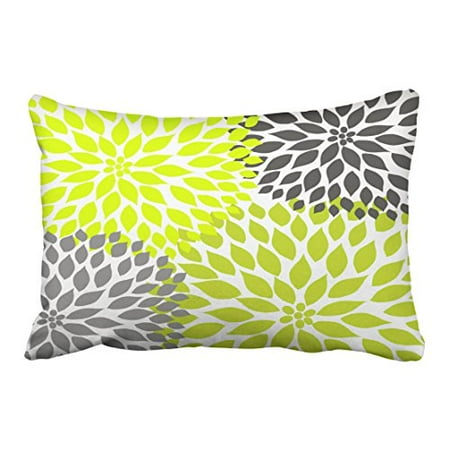 Wva Green WinHome Decorative Chartreuse Green and Gray Dahlia Pillows Pillow Case Covers Size 20x30 inches Two Side ()