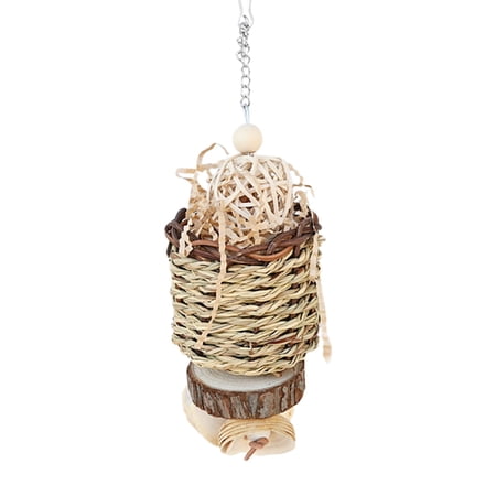 Bvdfgk Parrot Bird Chewing Toy Hanging Toy Hand Woven Cage Accessories Bird Lovers Gift no bell