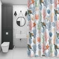 thumbnail image 4 of Summer Ocean Bathroom Shower Curtain, Blue Nautical Sea Turtles Shells Corals Starfish Waterproof Washable Soft Bath Curtain for Bathtub Decor with 12 Hooks&Grommet, 36x72 Inch, 4 of 9