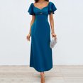 thumbnail image 2 of hotojiny 2024 Womens Wedding Guest Dress Ruffle Short Sleeve Fashion Maxi Dress Elegant Evening Party Cocktail Long Dress, 2 of 4