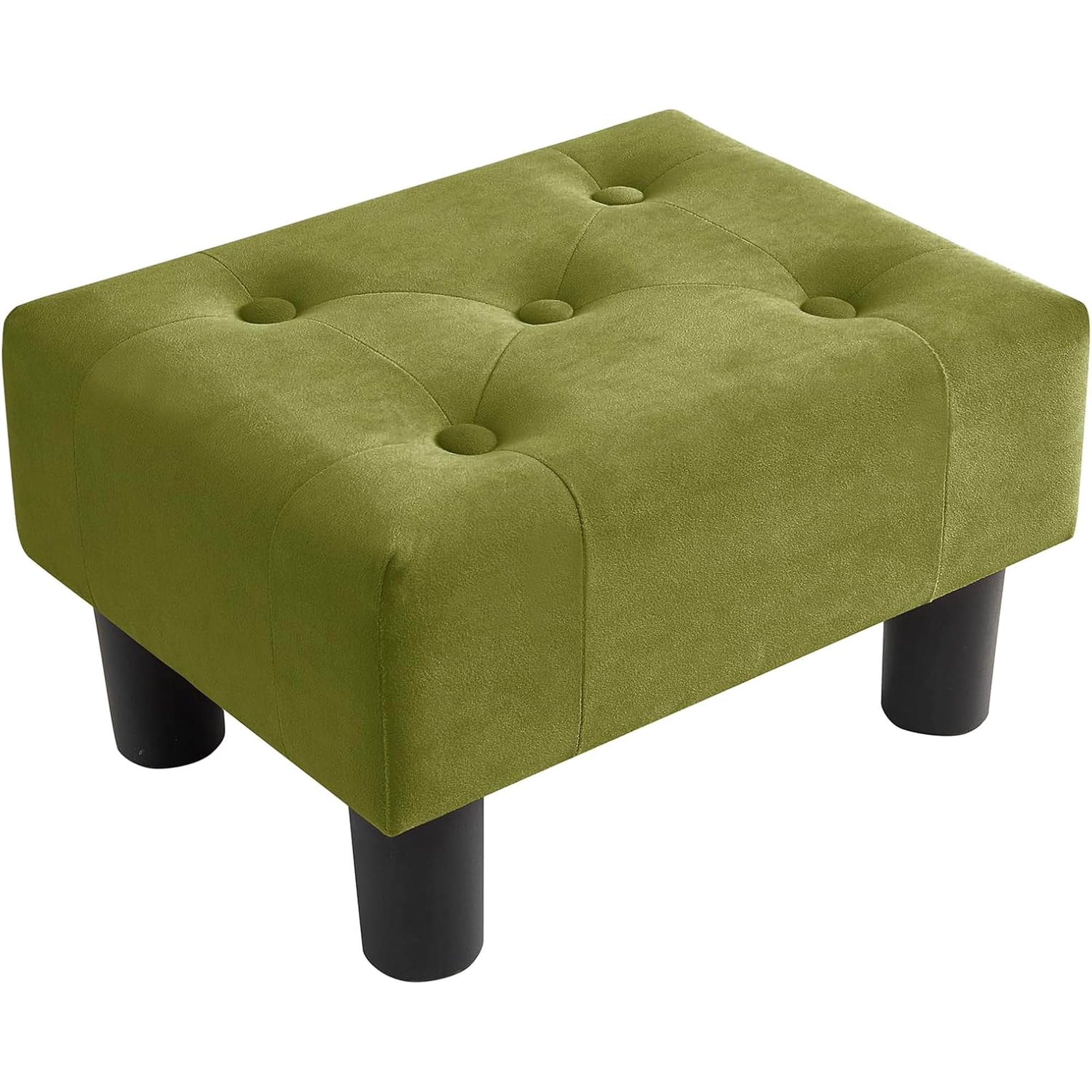 Small Foot Stool Ottoman Velvet Ottoman Foot Rest with Legs Rectangle Foot Rest for Couch Footstools and Ottomans Small for Living Room and Entryway (Olive Green)