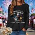 thumbnail image 2 of larppty Women's 250 Anniversary USA Shirt America 250 Printed Sweatshirt Casual 250 Years of Liberty Flag Patriotic Tops (Black, L), 2 of 9