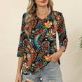 thumbnail image 5 of Jsaierl 3/4 Sleeve Tops for Women Summer Crew Neck Shirts Trendy Graphic Ladies Blouses Workout Cotton Tunic Top S-3XL, 5 of 7