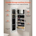 thumbnail image 4 of VEVOR LED Mirror Jewelry Cabinet, 42.5-inch Tall, Full-Length Mirror with Storage, Wall Mount/Over the Door Jewelry Armoire Organizer with Lights, Rounded Design, Lockable Door with 2 Keys, White, 4 of 9