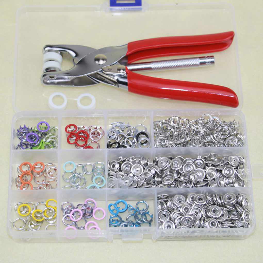 100/150/200 Set 9.5MM Prong Hollow Snap Button Hand Pressure Fastener Pliers