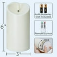 thumbnail image 2 of Merrynights 6” x 3” Outdoor Waterproof Flameless Candles, Flickering LED Pillar Candles, Battery Operated Candles with Remote and Timers, Electric Fake Plastic Candles, Ivory, Set of 2, 2 of 7