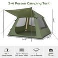 thumbnail image 2 of Zimtown 2-4 People Inflatable Tent with Hand Pump for Camping, Easy Setup Air Glamping Tents with Extra Canopy, Camping Tent for Family, Green, 2 of 13