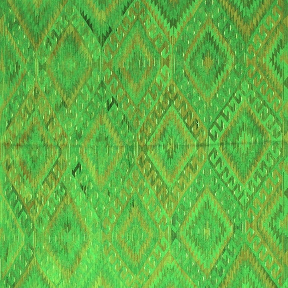 Ahgly Company Indoor Square Southwestern Green Country Area Rugs, 4' Square