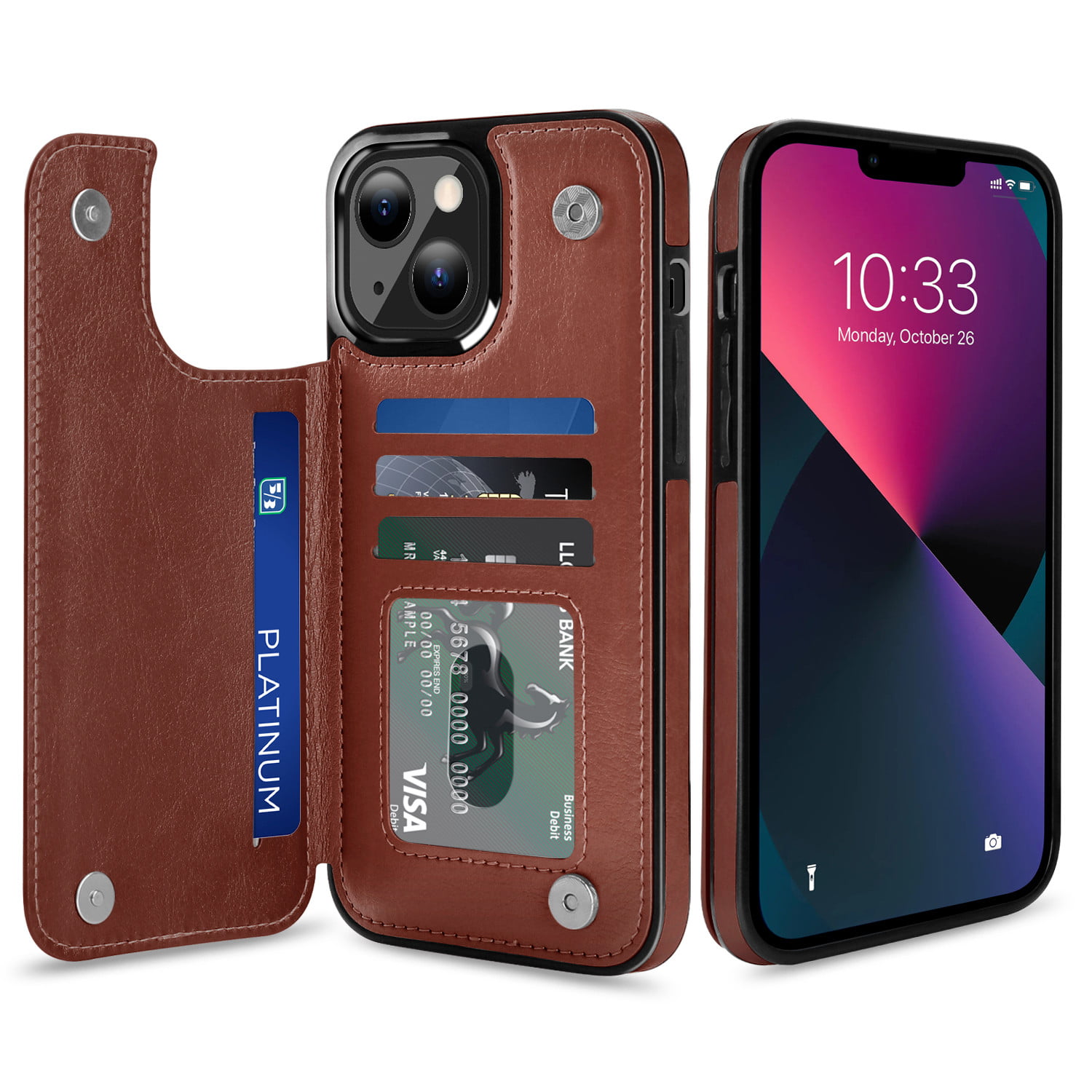 Cover for Leather Extra-Durable Business Cell Phone Cover Card Holders Kickstand Flip Cover iPhone X Flip Case 