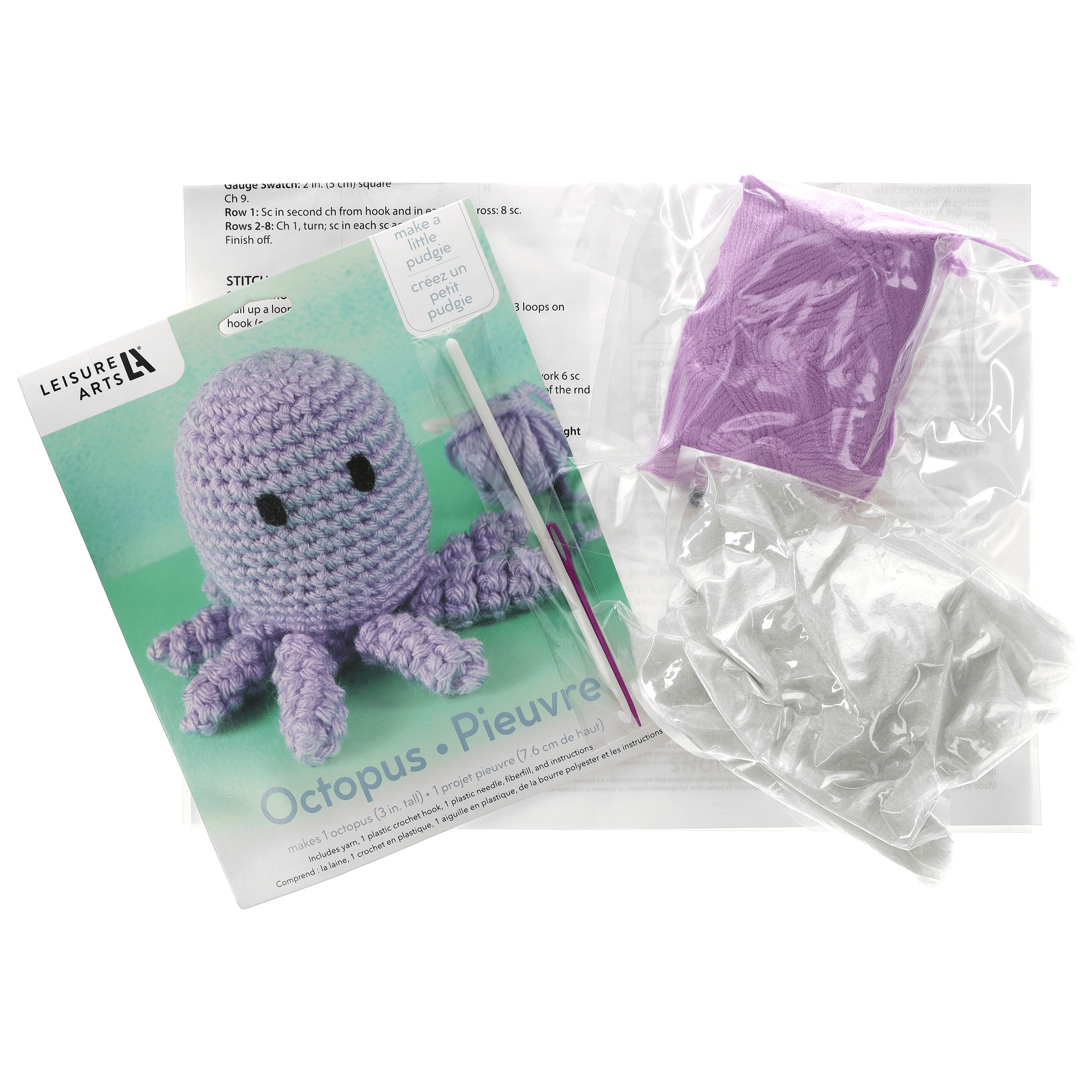 Leisure Arts Crochet Pudgies Kit Octopus
