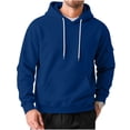 thumbnail image 2 of Kalauyu Long Sleeve Hoodies Tees for Men Drawstring Hood Cargo with Pocket Casual Fall Winter Loose Sports Solid Pullover Sweatshirts, 2 of 6