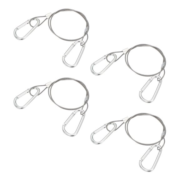 Uxcell Safety Cable Lock Stainless Steel Cable with Loops Security Wire Lock for Hanging Lighting 50 x 1.5mm