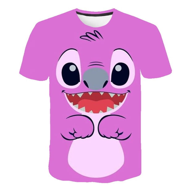 Children Boys Girls Stitch T Shirts Summer Short Sleeve Kids Stich Tops Tees Cartoon Casual Kids Clothes 1-14 Years Old T-Shirts12T Gao Jinjia LED
