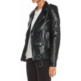 thumbnail image 2 of Women's Genuine Lambskin Leather Jacket Motorcycle Biker Leather Black Jacket W413, 2 of 4