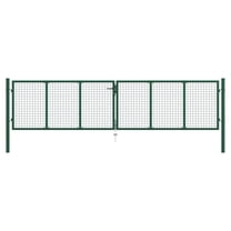 vidaXL Fence Gate Metal Fence Post Garden Gate for Outdoor Patio Steel Green