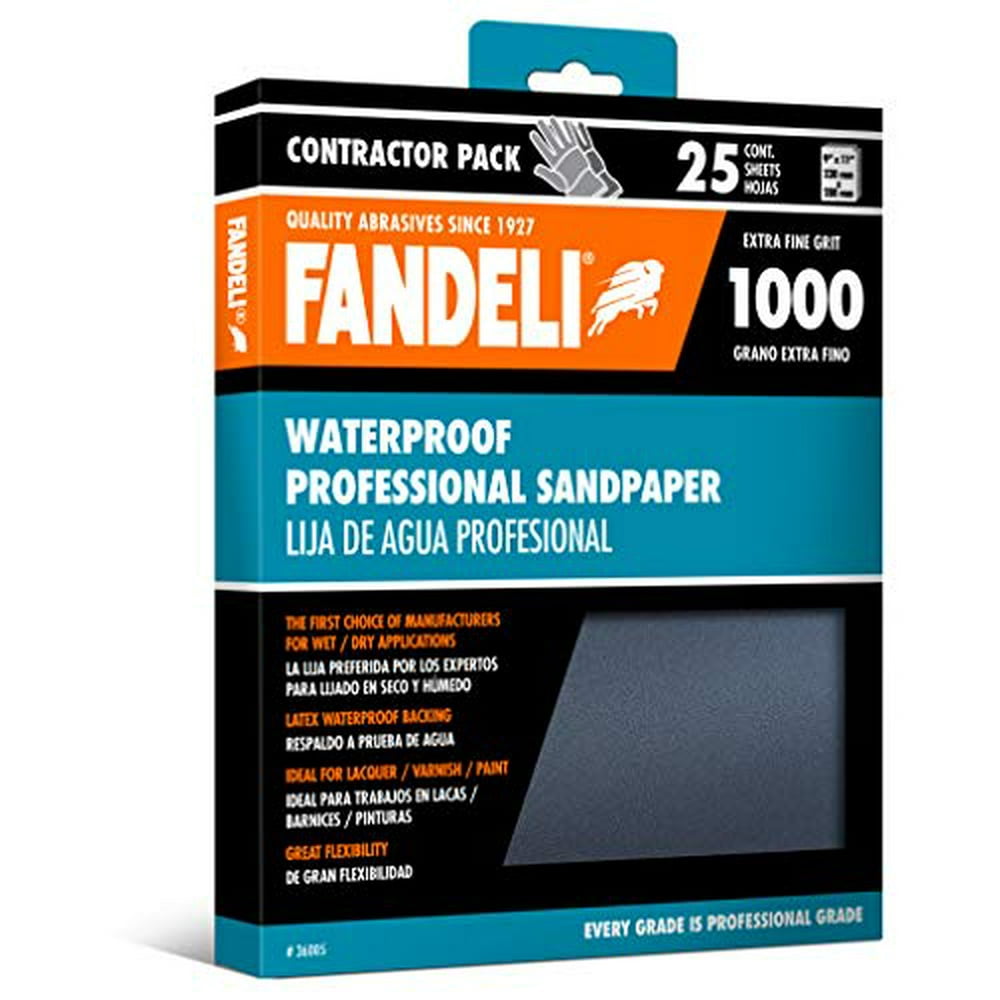 Fandeli 36005 1000 Grit Waterproof Sandpaper Sheets, 9" x 11", 25Sheet