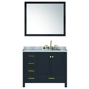 ARIEL CAMBRIDGE 43 IN. RIGHT OFFSET SINGLE RECTANGLE SINK VANITY SET IN MIDNIGHT BLUE