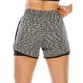thumbnail image 5 of LELINTA Women's Elastic Waistband Yoga Workout Shorts Exercise Mini Hot Gym Shorts Gray/Rose Red/Blue/Purple, 5 of 7