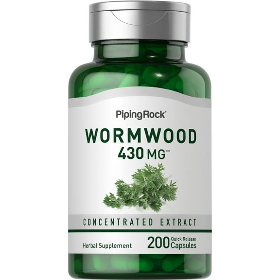 Wormwood Capsules 430mg | 200 Count | Concentrated Herbal Extract | Artemisinin Supplement | Non-GMO, Gluten Free | By Piping Rock