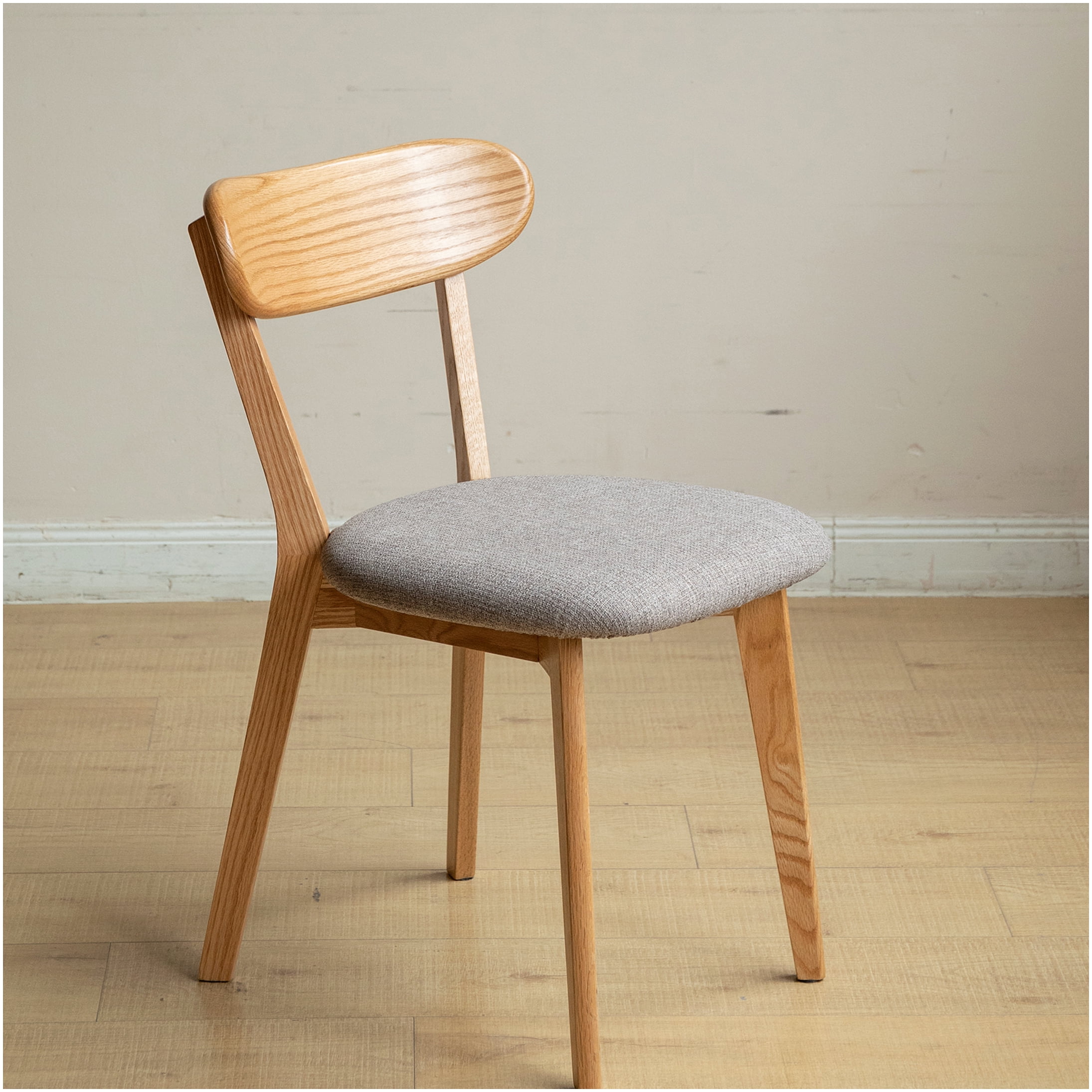 4-Pack Solid Oak Wood Dining Chairs with Upholstered Seats, FAS Grade Natural Wood Finish, Comfortable Kitchen and Dining Room Chairs