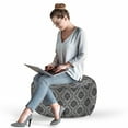 thumbnail image 2 of Damask Grey Pouf Cover with Zipper, Continuous Floral Victorian Pattern Grid on Stripes, Soft Decorative Fabric Unstuffed Case, 30" W X 17.3" L, Pale Taupe Dimgray, by Ambesonne, 2 of 5