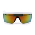 thumbnail image 3 of Robotic Flat Top Half Rim Lightening Bolt Arm Shield Sunglasses White Orange, 3 of 4
