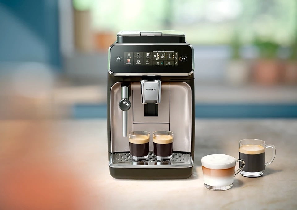 Restored Philips 3300 Automatic Espresso Machine, Black Chrome | 5 Recipes | EP3326/90 (Refurbished)