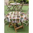 thumbnail image 4 of Outdoor Tablecloth with Umbrella Hole for Patio/Picnic/Party/Camping, Tropical Cactus Waterproof Table Cloth Round Cover Washable, Spring Summer Potted Plants Rustic (Dia 60"), 4 of 8