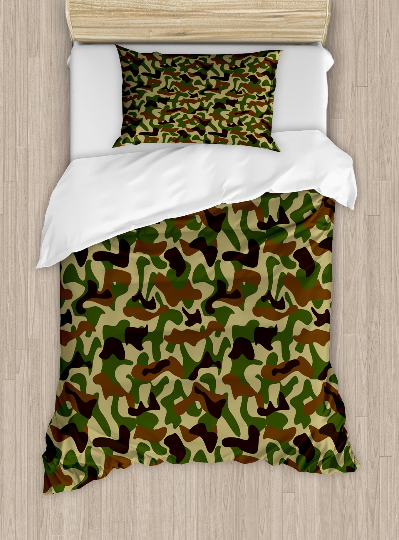 Camouflage Duvet Cover Set Squad Uniform Design With Color Camouflage Duvet Cover Set Squad Uniform Design With Color Scheme Hunting Pattern Decorative Bedding Pillow Shams