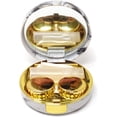 thumbnail image 2 of Fashion Marble Contact Lens Case Portable Contact Lens Box Kit with Mirror (Round) (Gold), 2 of 5