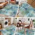 thumbnail image 5 of Area Rug for Living Room, Blue Sage Green Boho Non-Slip Indoor Large Carpet for Bedroom/Dining Room, Vintage Ethnic Tribe Abstract Art Washable Low-Profile Rectangle Floor Mat Runner Rugs - 3 x 5 Ft, 5 of 8
