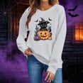 thumbnail image 6 of Gamivast Halloween Graphic Pullover Sweatshirts for Women Cute Cat In Pumpkin Print Long Sleeve Fall Tops Lightweight Comfortable Crewneck Casual Novelty Jumper Shirt Gray L, 6 of 6