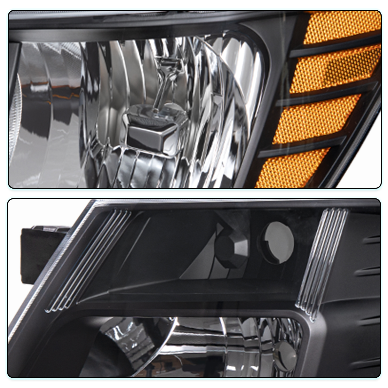 For  2009-2020 Dodge Jounery Black Amber Headlights Driver Left + Passenger Right Side Pair 09-20
