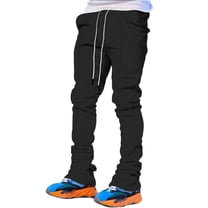 Sweatpants for Men Baggy Slim Fit Solid Color Straight Leg Joggers Trousers with Pockets Elastic Waist Drawstring Comfortable Athletic Track Pants