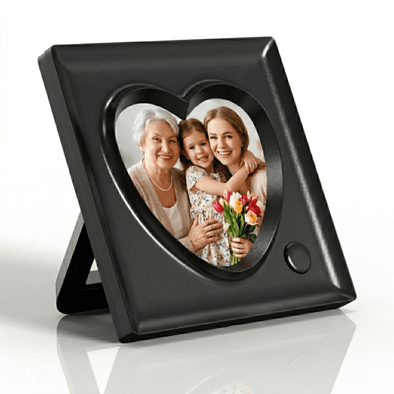 KWANWA 3.9x3.9 in Heart Picture Frames Personalized Voice 20S Recordable, Gifts for Graduation, Christmas, Birthday, Wedding, Tabletop Desk Bookshelf Office Home
