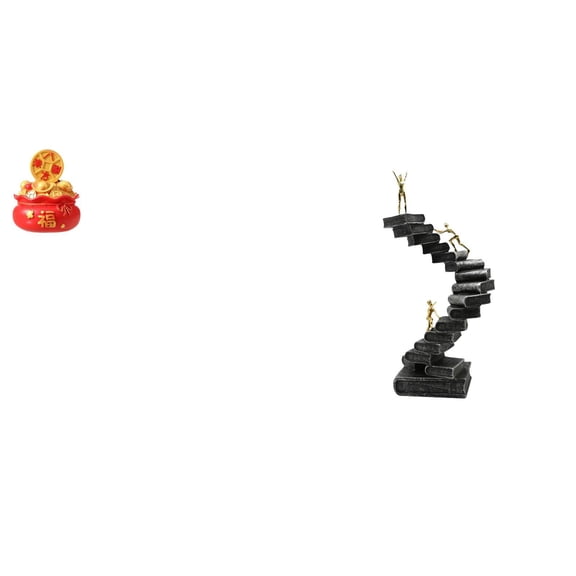 CoudarTitie Money Bag Figurine Art Craft Ornament Treasure Basin Statue Cornucopia Thinker Ladder Resin Abstract Figure Handicraft Bookshelf Decorative Objects Desktop Table Decorations