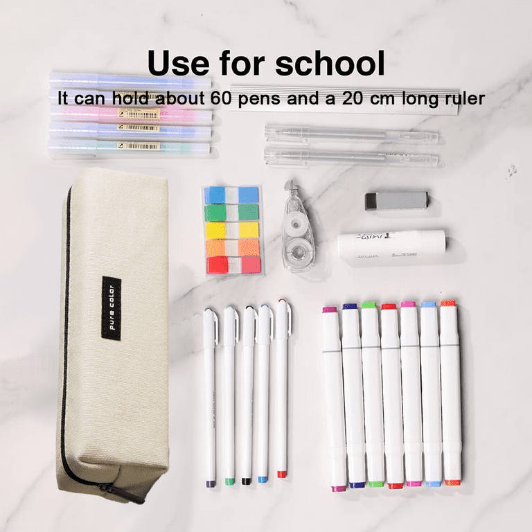 Wide-Open Stationery Pencil Case , Pen Pencil Pouch with Zipper for School  College & Office 
