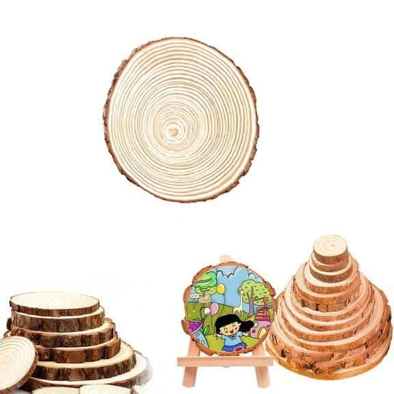 20 Pcs 3-4cm Unfinished Natural Wood Slices, Birch Round Log Discs Wooden Tree Slices, DIY Arts & Crafts Supplies,Ready to Paint Slices for DIY Art Christmas Ornaments Rustic Home Decor,Khaki