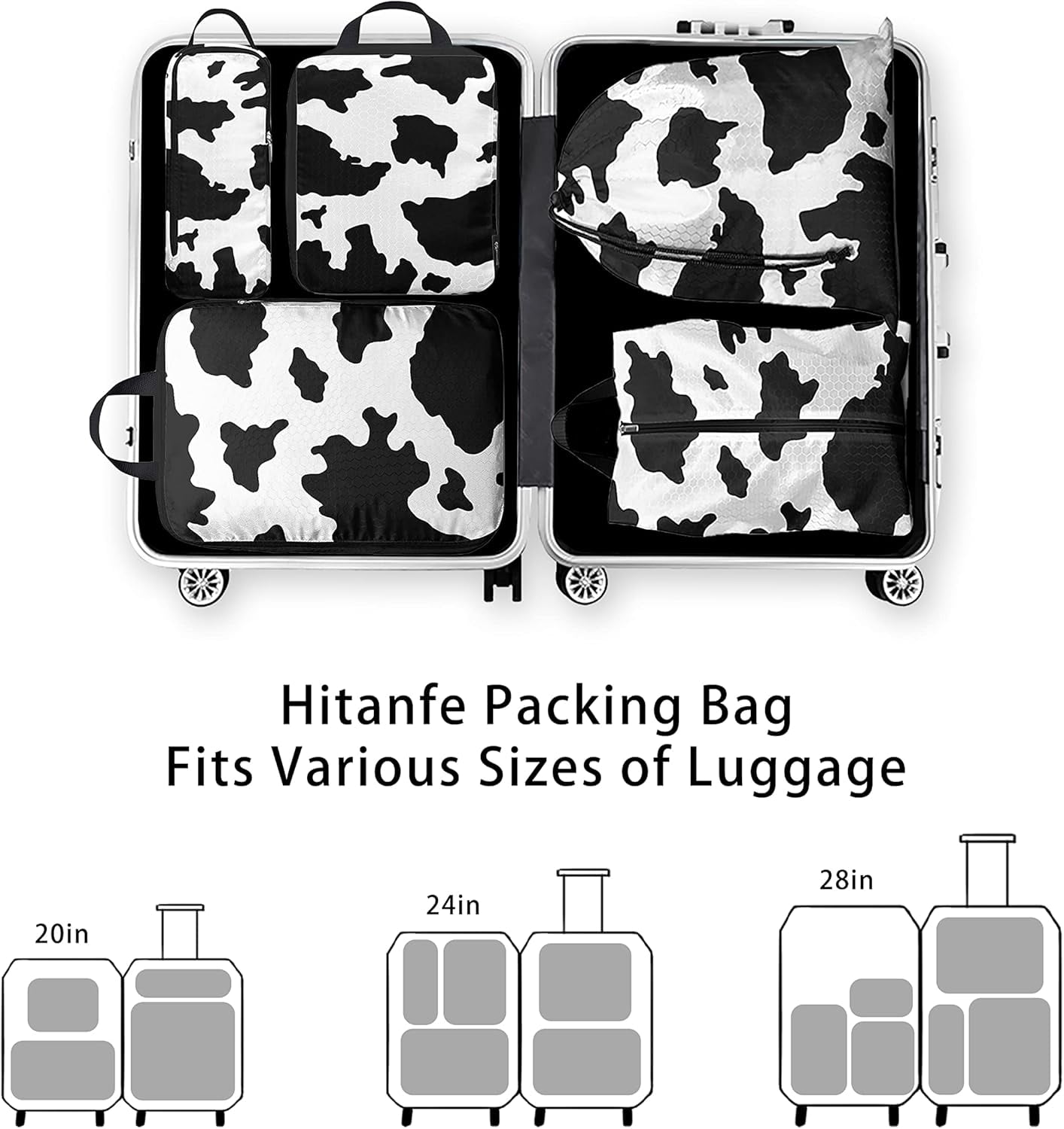 6 Pcs Compression Packing Cubes Travel for Suitcases, Luggage Organizer Nylon Washable Storage Bags Set - Packaging Cubes for Backpack Travel Perfect for Women Clothes Carry-Ons and Storage