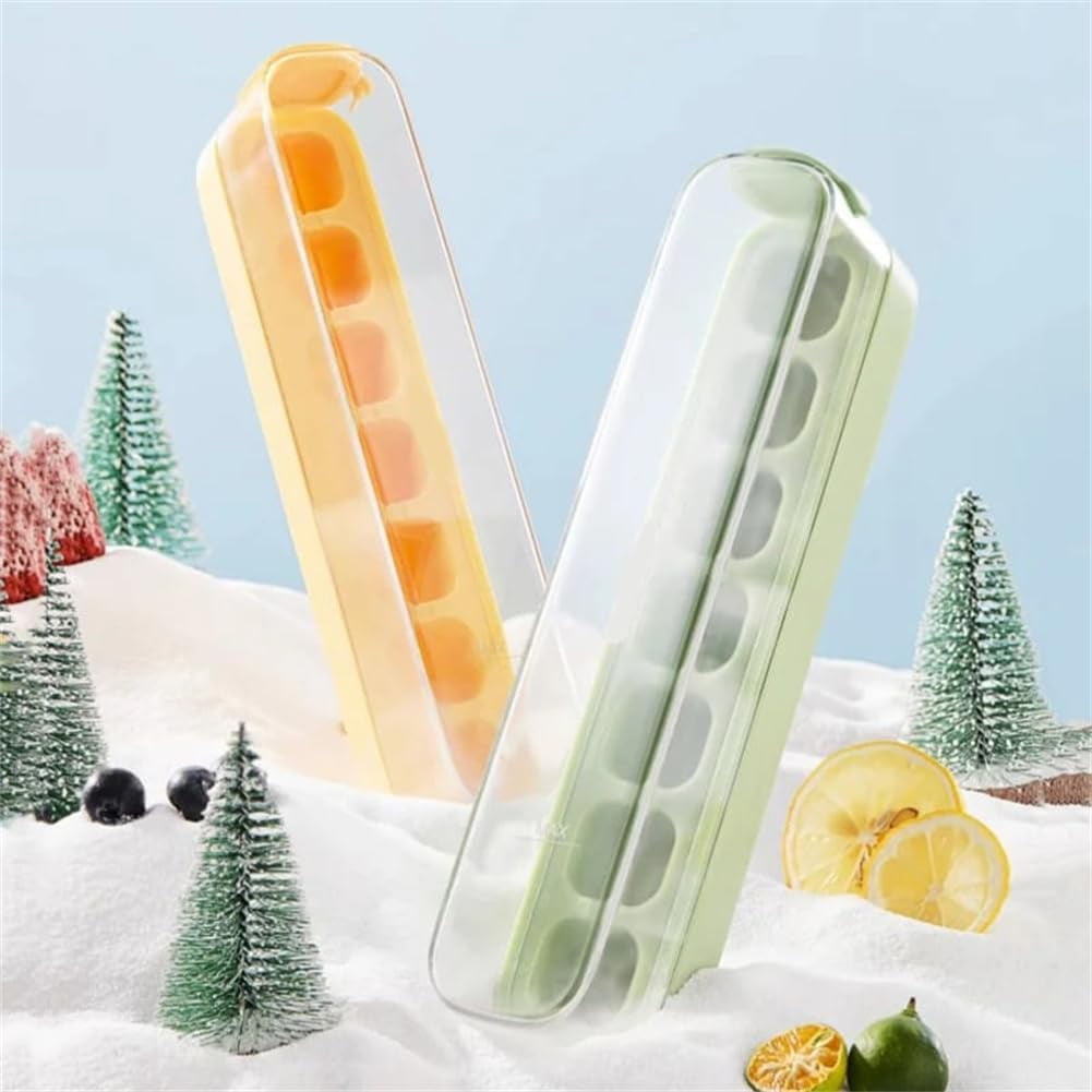 Press-Type Silicone Ice Cube Trays, Silicone Ice Cube Molds, Nugget Ice Tray, Nugget Ice Trays for Freezer, Ice Cube Tray Small Nugget Ice, 7/14/21-Ice Trays for Freezer (Yellow,21 grids)
