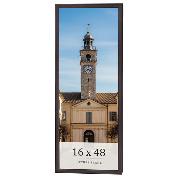 16x48 Rustic Brown Real Wood Picture Frame Width 0.75 inches | Interior Frame Depth 0.5 inches |