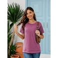 thumbnail image 3 of SHIBEVER Women Short Sleeve T Shirts Summer Casual Side Split Tunic Tops Dressy Loose Fit Ladies Tee Shirt Crewneck Blouse Wine Red S, 3 of 9