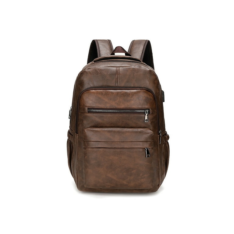 Leather Cool Backpack: Multi Pocket Big Travel Bag for Women