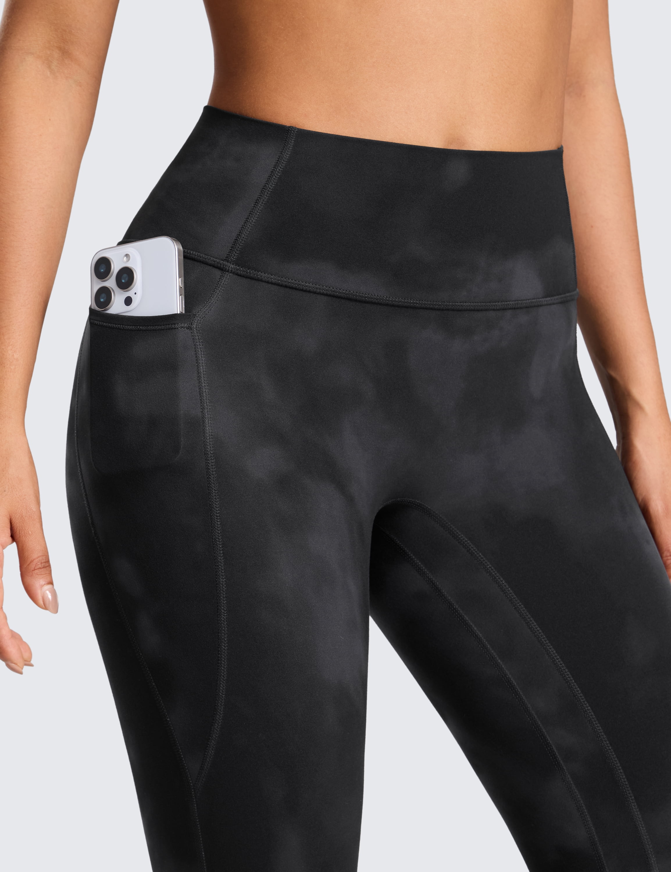 CRZ YOGA Secretsculpt Butterlift Workout Leggings Pockets 25" No Front Seam High Waist Womens Yoga Pants Scrunch Butt
