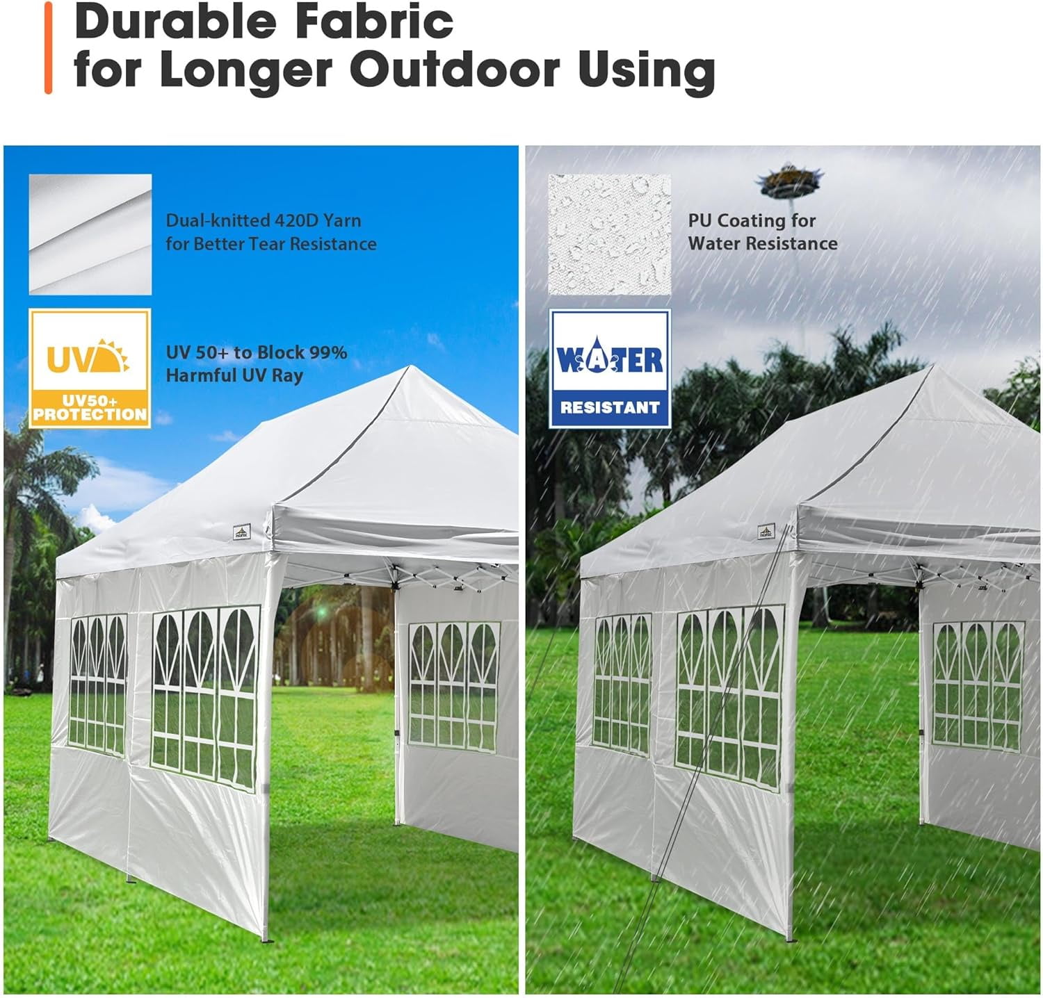 10'x20' Waterproof Ez Pop Up Canopy Tent Shelter, White