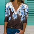 thumbnail image 2 of USSUMA Boho Tops for Women Gradient Floral Print Women Tops Long Sleeve V Neck Loose Fit Women Blouses and Tops Fashion, 2 of 5