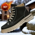 thumbnail image 5 of Men's Heavy-Duty Winter Ankle-High Snow Boots - PU Upper & PVC Traction Tires, Lace-Up Ankle Strap Hiking Boots for Ice, Snow, Mud - All-Terrain Outdoor Trekking, Work Boots (Brown/Black), 5 of 6